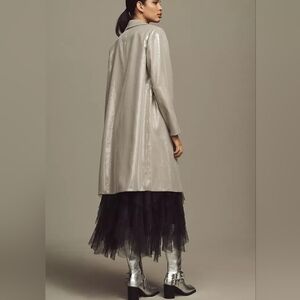 NWT Anthro x Mare Mare Sequin Longline Jacket Silver 1X